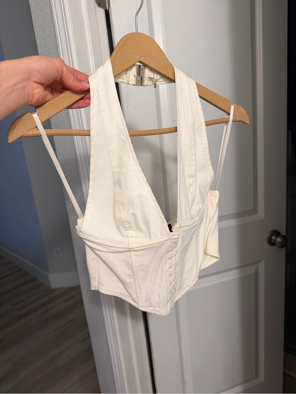 Cream Corset-Style Bustier Top